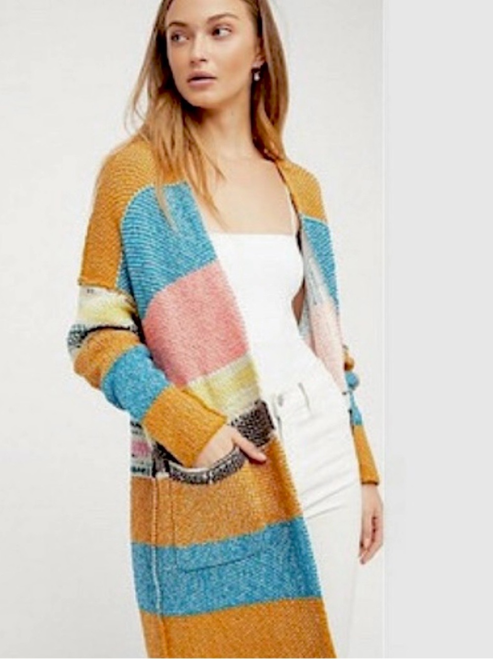 Free People Think Twice Multicolor Cardigan Size M